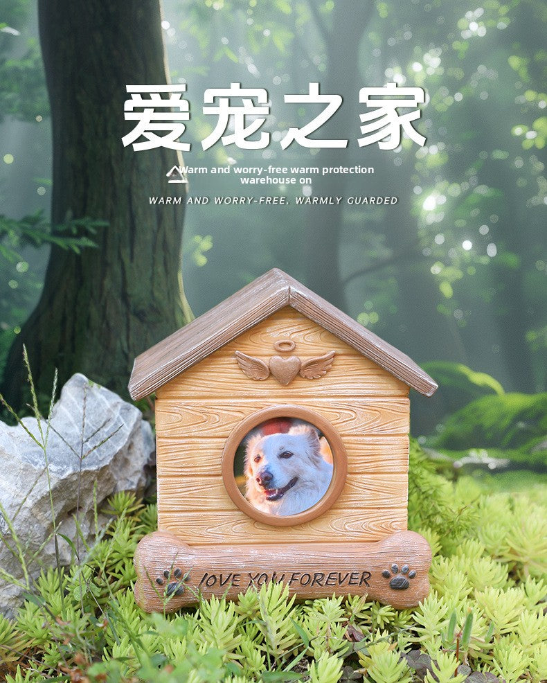 Pet Memorial Urn for Dogs Cats Resin Keepsake Box with Photo Frame Pet Cremation Ash Holder