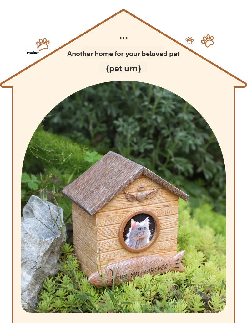 Pet Memorial Urn for Dogs Cats Resin Keepsake Box with Photo Frame Pet Cremation Ash Holder