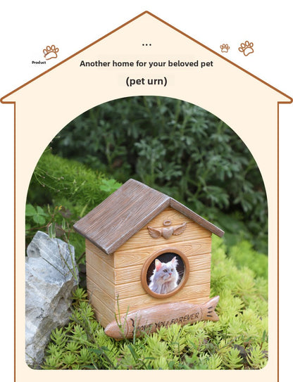 Pet Memorial Urn for Dogs Cats Resin Keepsake Box with Photo Frame Pet Cremation Ash Holder