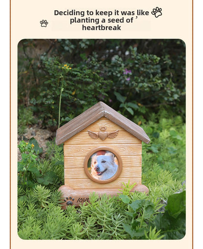 Pet Memorial Urn for Dogs Cats Resin Keepsake Box with Photo Frame Pet Cremation Ash Holder