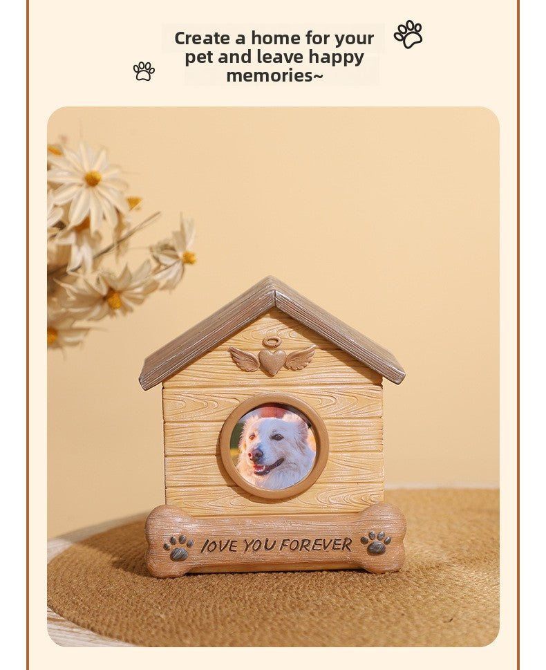 Pet Memorial Urn for Dogs Cats Resin Keepsake Box with Photo Frame Pet Cremation Ash Holder