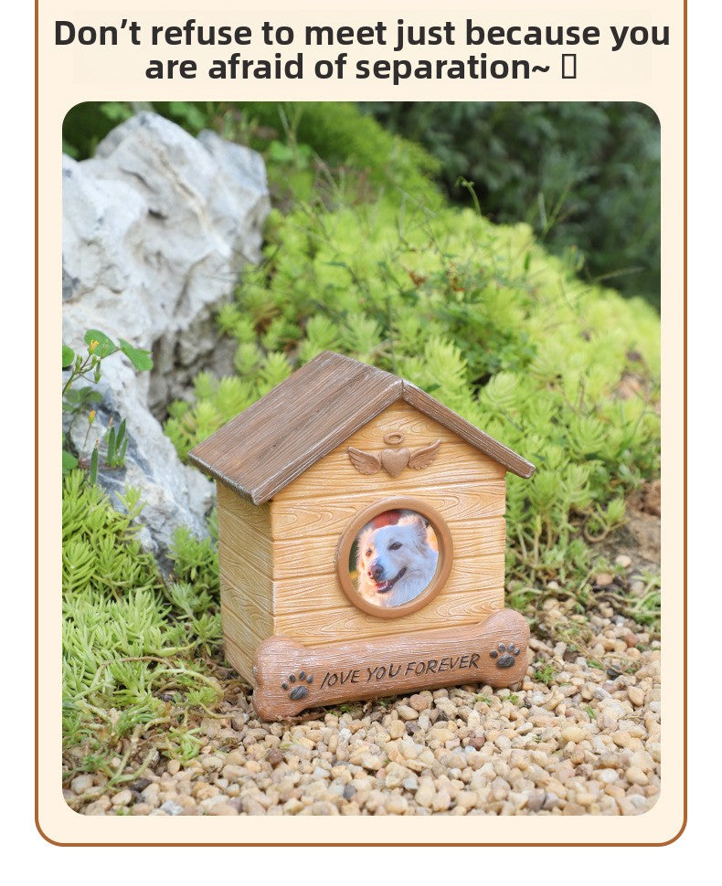 Pet Memorial Urn for Dogs Cats Resin Keepsake Box with Photo Frame Pet Cremation Ash Holder
