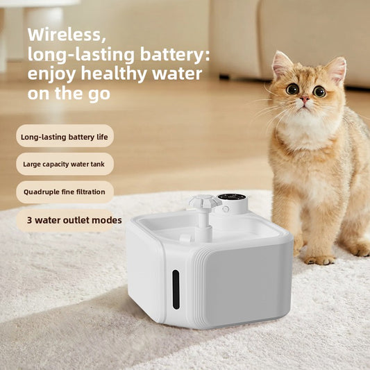 Automatic Pet Water Dispenser Wireless Smart Fountain for Cats and Dogs with Filter