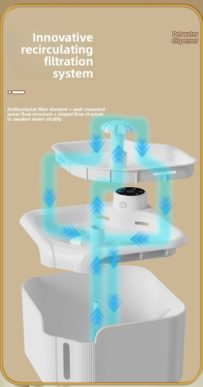 Automatic Pet Water Dispenser Wireless Smart Fountain for Cats and Dogs with Filter