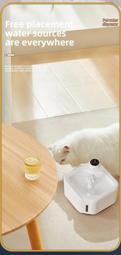 Automatic Pet Water Dispenser Wireless Smart Fountain for Cats and Dogs with Filter