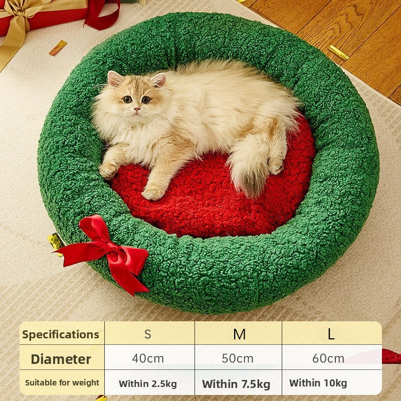 Christmas Tree Cat Nest Warm Winter Pet Bed Semi Enclosed Cozy Sleeping Spot for Cats