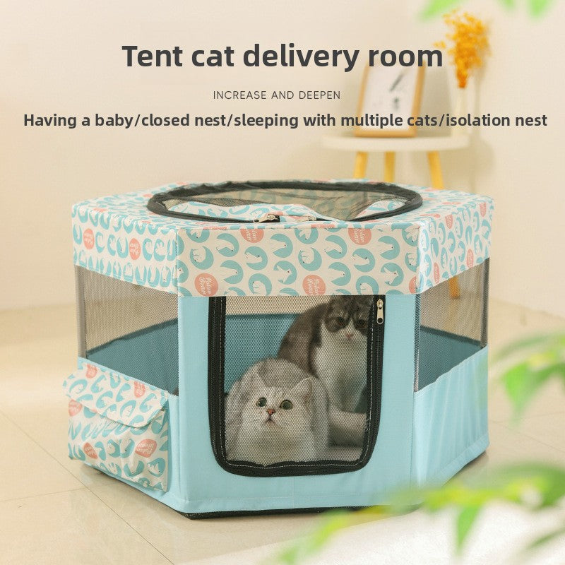 New All in One Foldable Cat Maternity Bed Nest with Fence Tent for Pregnant Cats Pet Supplies