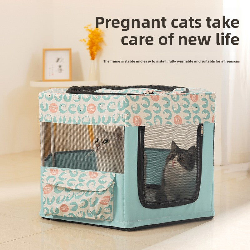 New All in One Foldable Cat Maternity Bed Nest with Fence Tent for Pregnant Cats Pet Supplies