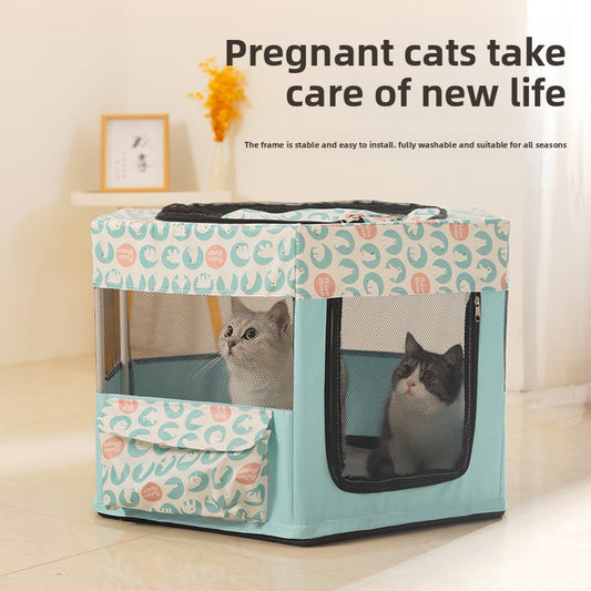 New All in One Foldable Cat Maternity Bed Nest with Fence Tent for Pregnant Cats Pet Supplies