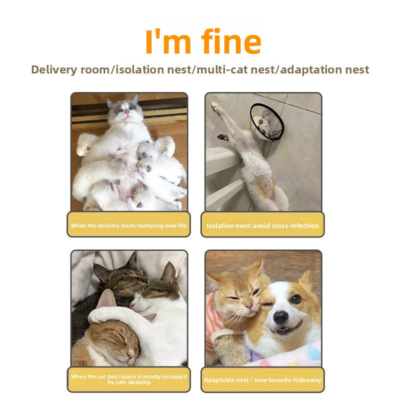 New All in One Foldable Cat Maternity Bed Nest with Fence Tent for Pregnant Cats Pet Supplies