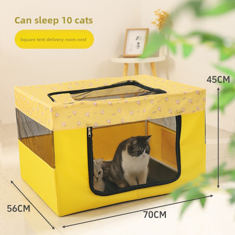New All in One Foldable Cat Maternity Bed Nest with Fence Tent for Pregnant Cats Pet Supplies