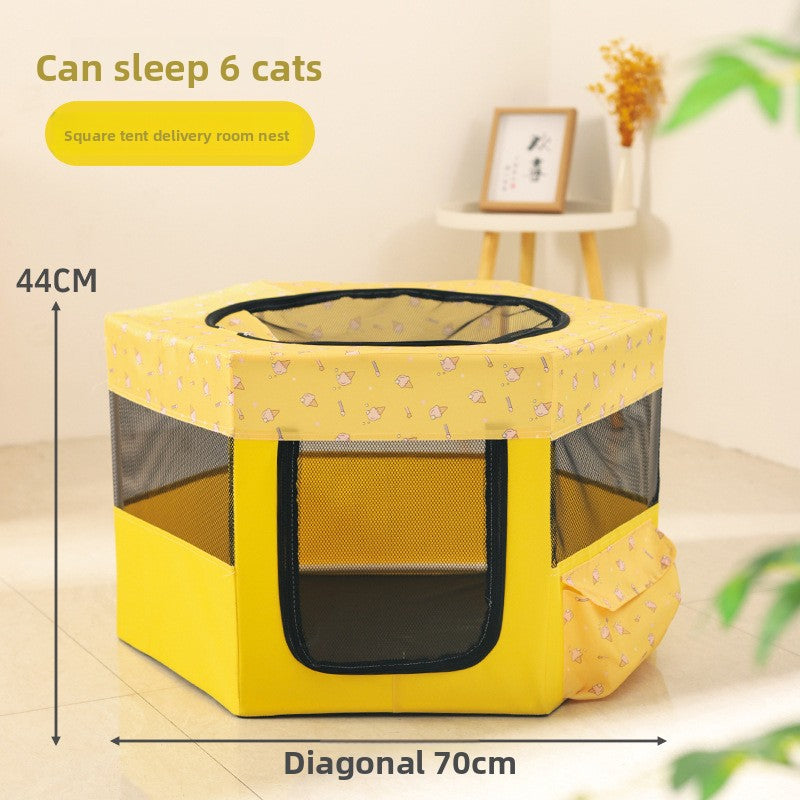 New All in One Foldable Cat Maternity Bed Nest with Fence Tent for Pregnant Cats Pet Supplies