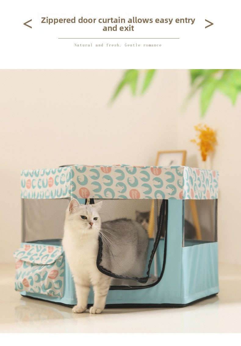 New All in One Foldable Cat Maternity Bed Nest with Fence Tent for Pregnant Cats Pet Supplies
