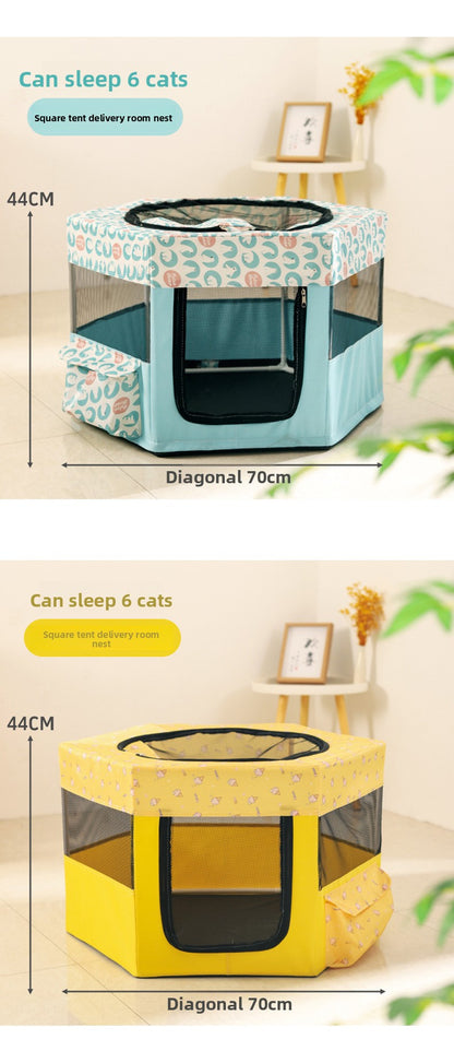 New All in One Foldable Cat Maternity Bed Nest with Fence Tent for Pregnant Cats Pet Supplies