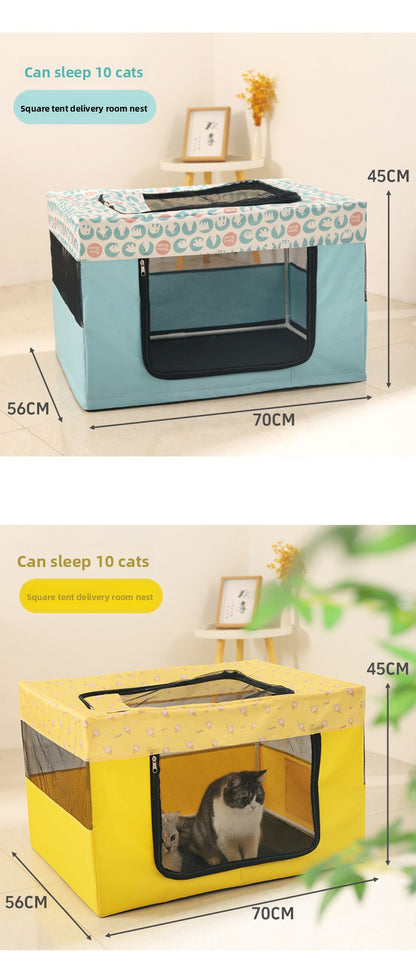 New All in One Foldable Cat Maternity Bed Nest with Fence Tent for Pregnant Cats Pet Supplies