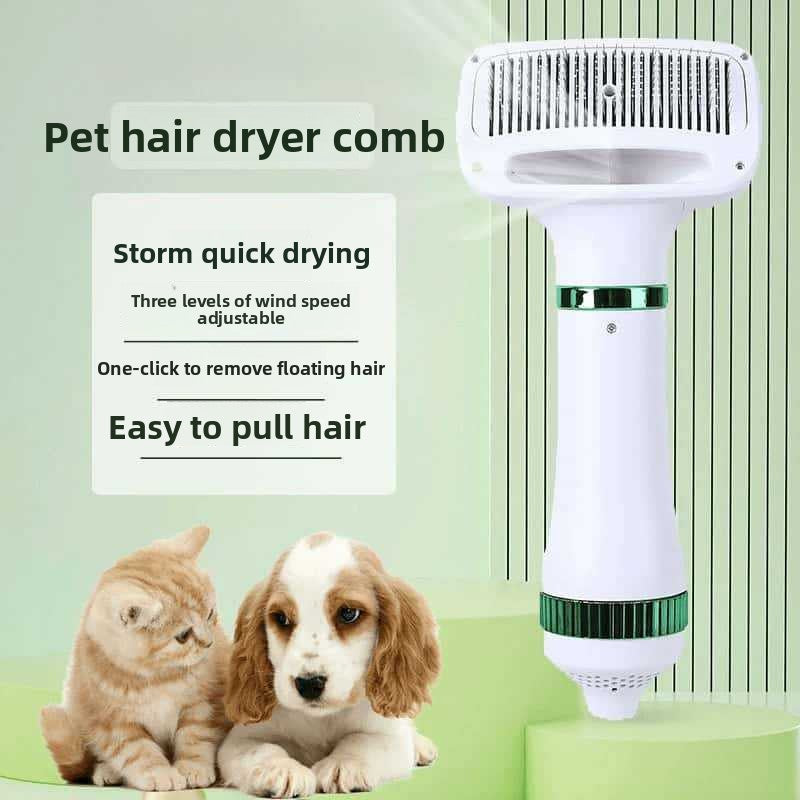 Smart Pet Hair Dryer Brush with Hot Air Fast Drying Combing and Grooming for Dogs Cats