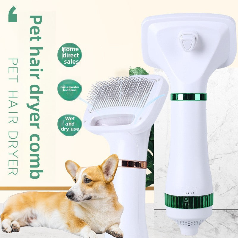 Smart Pet Hair Dryer Brush with Hot Air Fast Drying Combing and Grooming for Dogs Cats