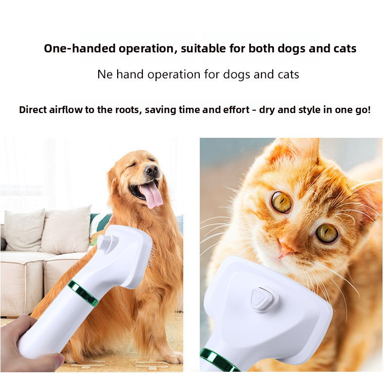 Smart Pet Hair Dryer Brush with Hot Air Fast Drying Combing and Grooming for Dogs Cats