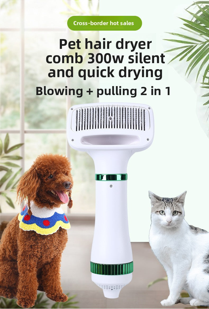 Smart Pet Hair Dryer Brush with Hot Air Fast Drying Combing and Grooming for Dogs Cats