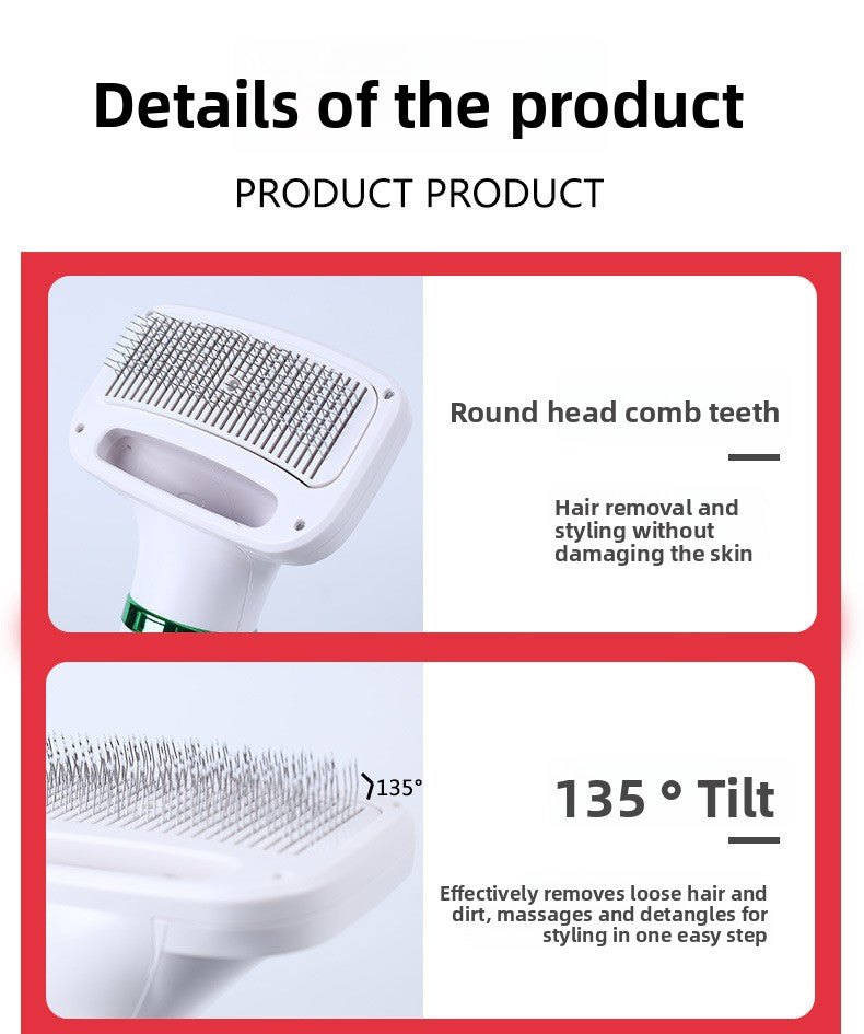 Smart Pet Hair Dryer Brush with Hot Air Fast Drying Combing and Grooming for Dogs Cats